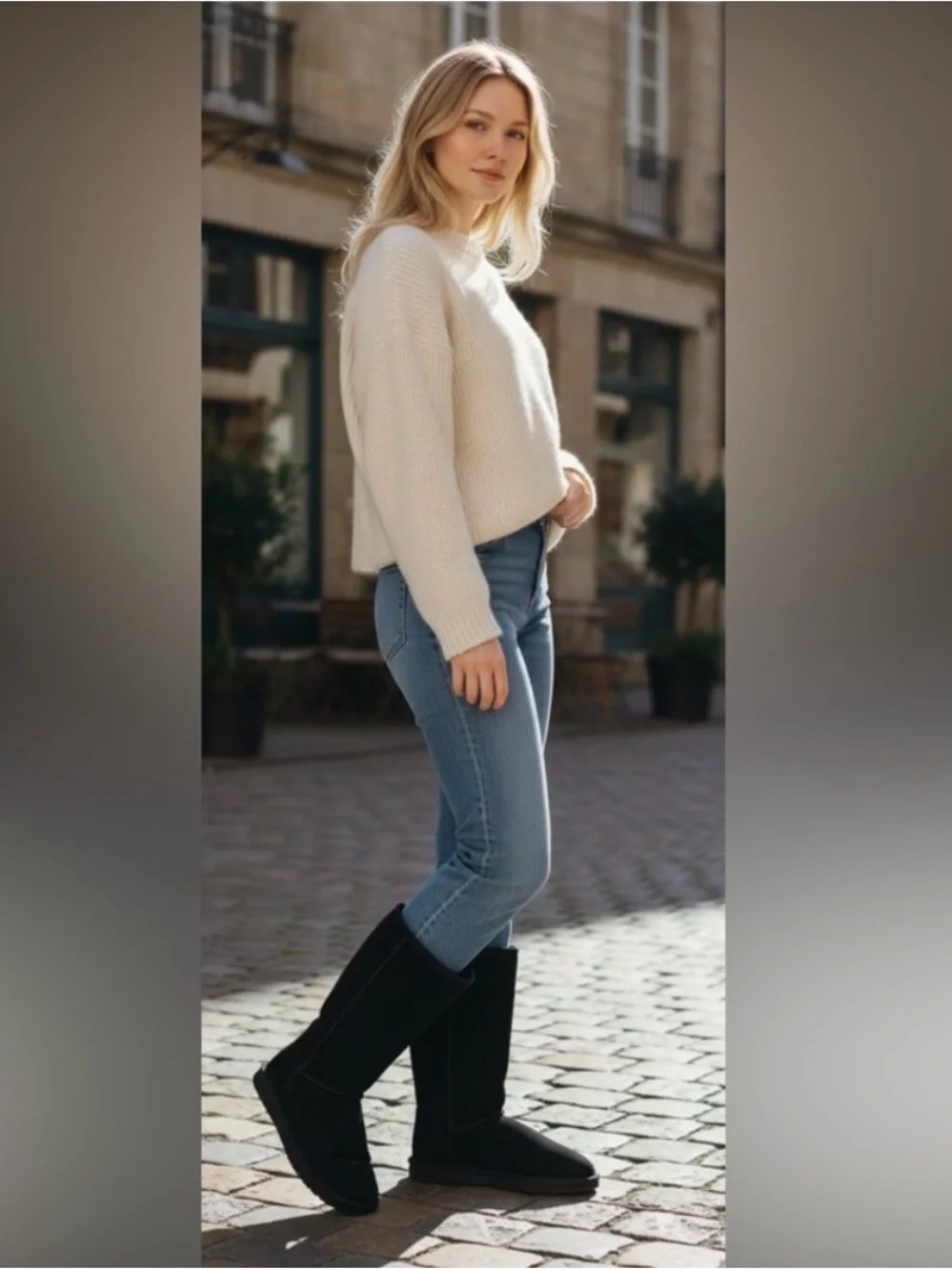 BearPaw Black Suede Mid-Calf Boot